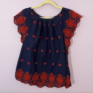 GAP embroidered/eyelet top